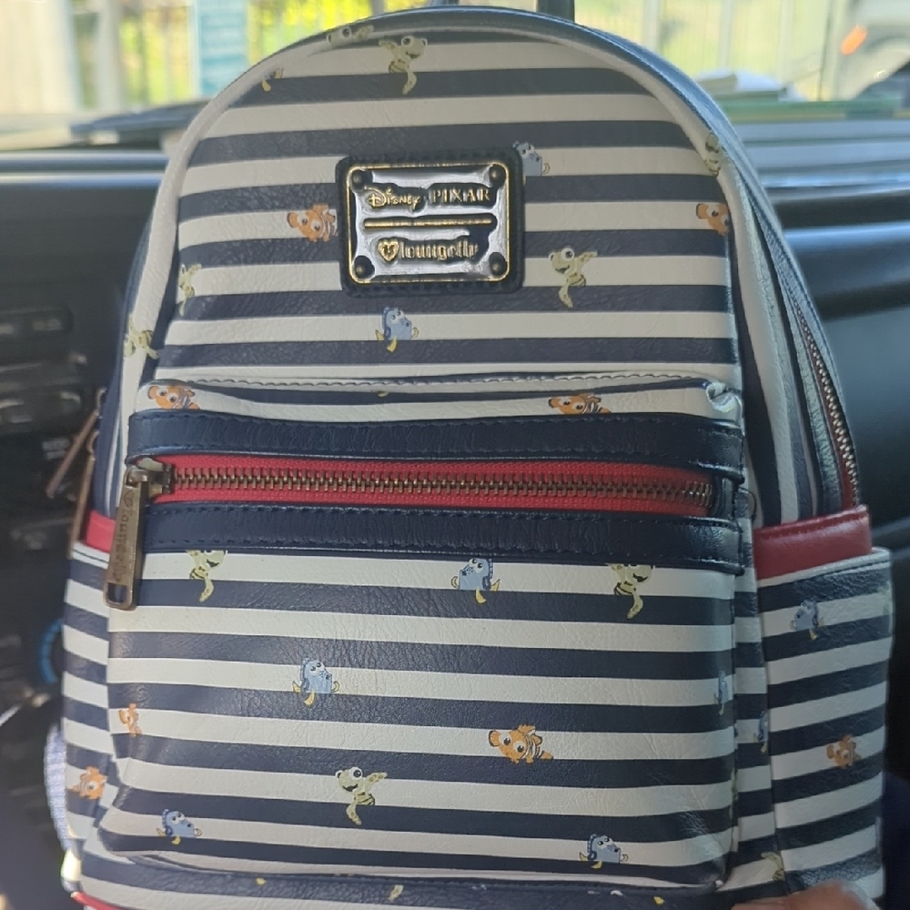 Loungefly Striped Backpack - Blue and White
